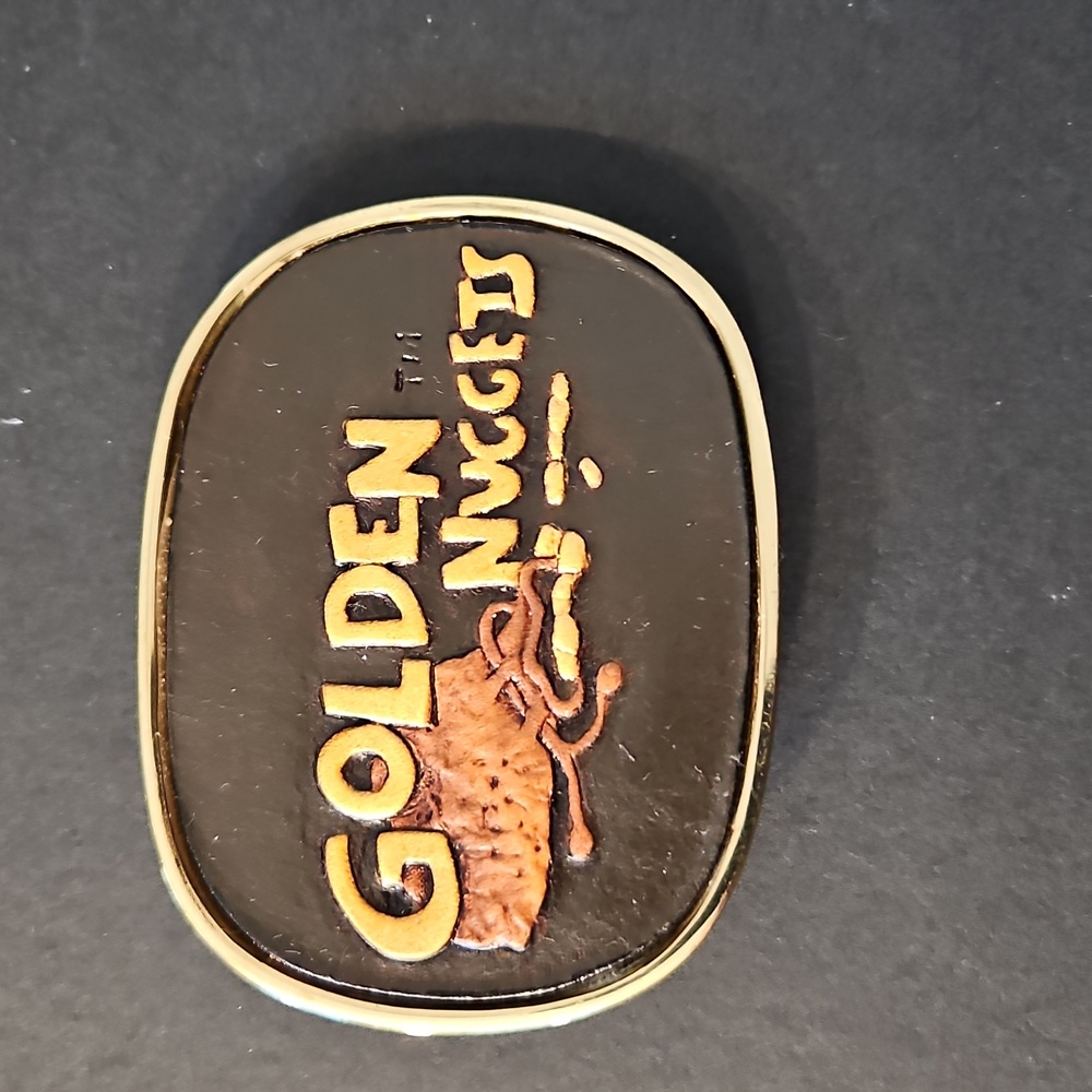 VINTAGE BELT BUCKLE PAUL BURNETT GOLDEN NUGGETS